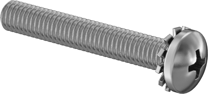 18-8 Paslanmaz Çelik Silindir Başlı Vida, Dış Dişli Pul ile, 10-32 Diş Boyutu, 1-1/4" Uzunluk