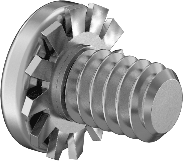 18-8 Paslanmaz Çelik Silindir Başlı Vida, Dış Dişli Pul ile, 1/4"-20 Diş Boyutu, 3/8" Uzunluk