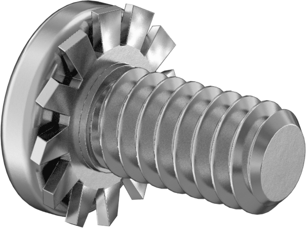 18-8 Paslanmaz Çelik Silindir Başlı Vida, Dış Dişli Pul ile, 1/4"-20 Diş Boyutu, 1/2" Uzunluk