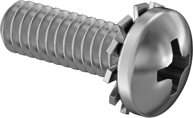 18-8 Paslanmaz Çelik Silindir Başlı Vida, Dış Dişli Pul ile, 1/4"-20 Diş Boyutu, 3/4" Uzunluk