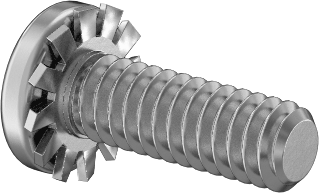 18-8 Paslanmaz Çelik Silindir Başlı Vida, Dış Dişli Pul ile, 1/4"-20 Diş Boyutu, 3/4" Uzunluk