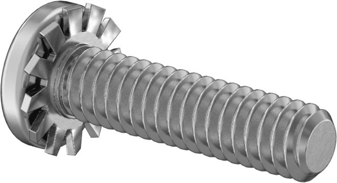 18-8 Paslanmaz Çelik Silindir Başlı Vida, Dış Dişli Kilit Pul ile, 1/4"-20 Diş Boyutu, 1" Uzunluk