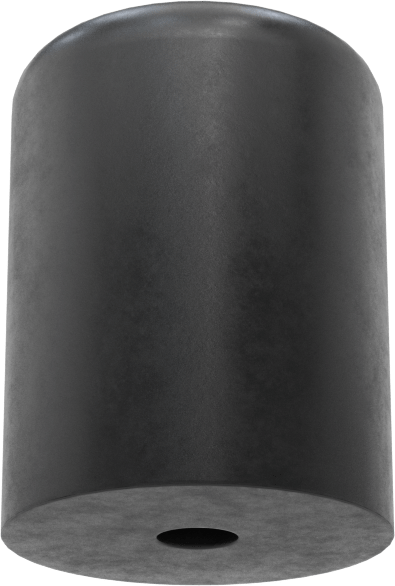 SBR Kauçuk Dişsiz Delikli Tampon, 3/4" OD, 1" Yükseklik, 5/32" Montaj Deliği Çapı, Durometre 70A
