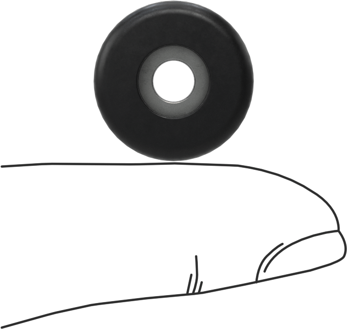 SBR Kauçuk Dişsiz Delikli Tampon, Güçlendirilmiş, 23/32" OD, 13/32" Yükseklik, 3/16" Hole, Durometre 70A