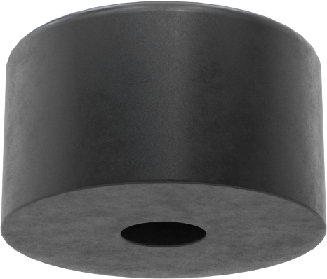 SBR Kauçuk Dişsiz Delikli Tampon, Güçlendirilmiş, 19/32" OD, 11/32" Yükseklik, 5/32" Hole, Durometre 70A