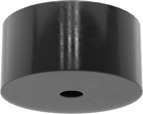 SBR Kauçuk Dişsiz Delikli Tampon, 3/4" OD, 3/8" Yükseklik, 1/8" Montaj Deliği Çapı, Durometre 70A