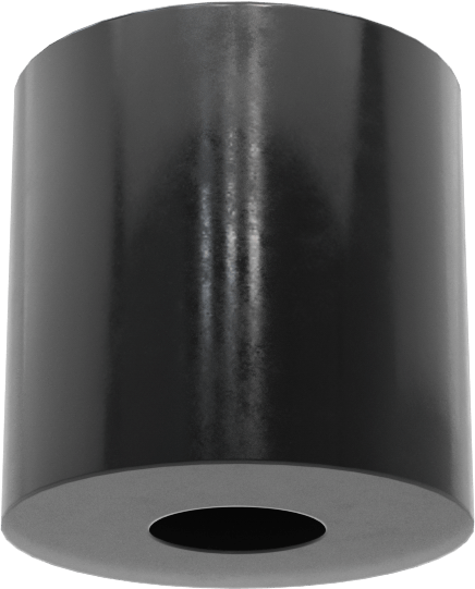 SBR Kauçuk Dişsiz Delikli Tampon, 1/2" OD, 1/2" Yükseklik, 3/16" Montaj Deliği Çapı, Durometre 70A
