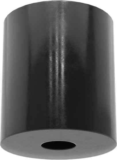 SBR Kauçuk Dişsiz Delikli Tampon, 15/32" OD, 17/32" Yükseklik, 9/64" Montaj Deliği Çapı, Durometre 70A