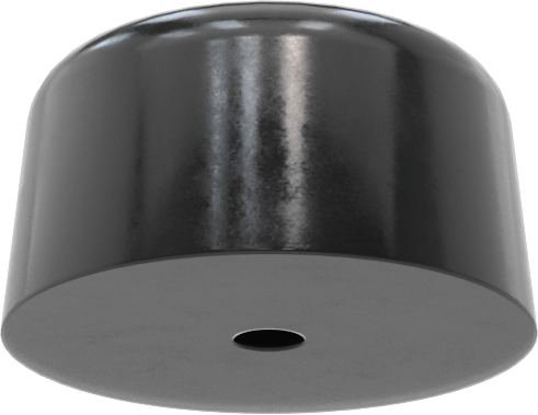 SBR Kauçuk Dişsiz Delikli Tampon, 15/16" OD, 1/2" Yükseklik, 1/8" Montaj Deliği Çapı, Durometre 70A