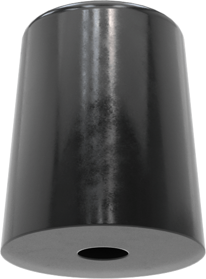 SBR Kauçuk Dişsiz Delikli Tampon, Güçlendirilmiş, 5/8" OD, 3/4" Yükseklik, 5/32" Montaj Deliği Çapı, Konik