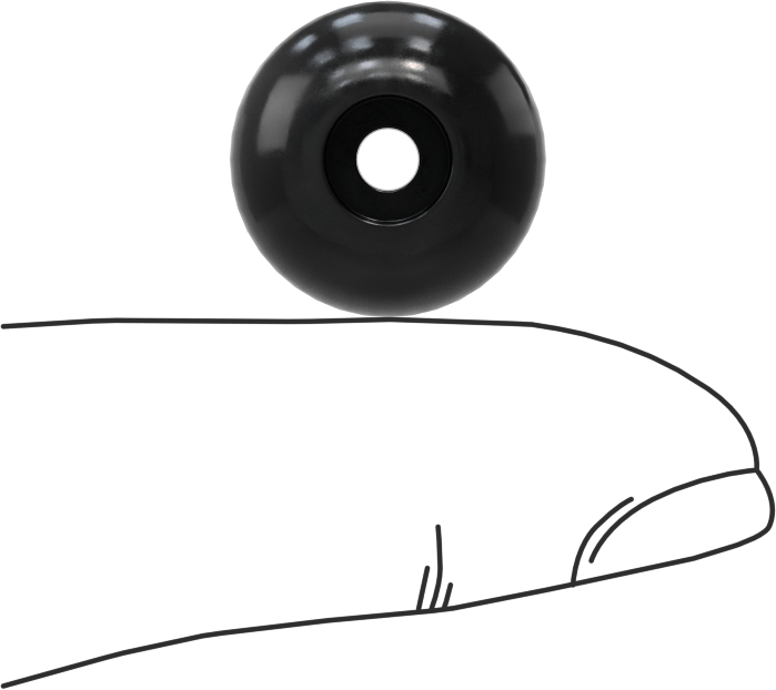 SBR Kauçuk Dişsiz Delikli Tampon, 5/8" OD, 3/8" Yükseklik, 1/8" Montaj Deliği Çapı, Durometre 70A