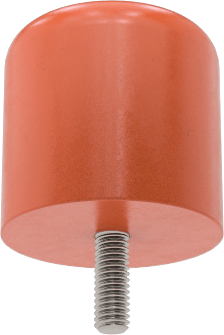 Dişli Saplama Tamponu, Poliüretan, 5/16"-18 Diş, 2" OD, 2" Yükseklik, Durometre 75A