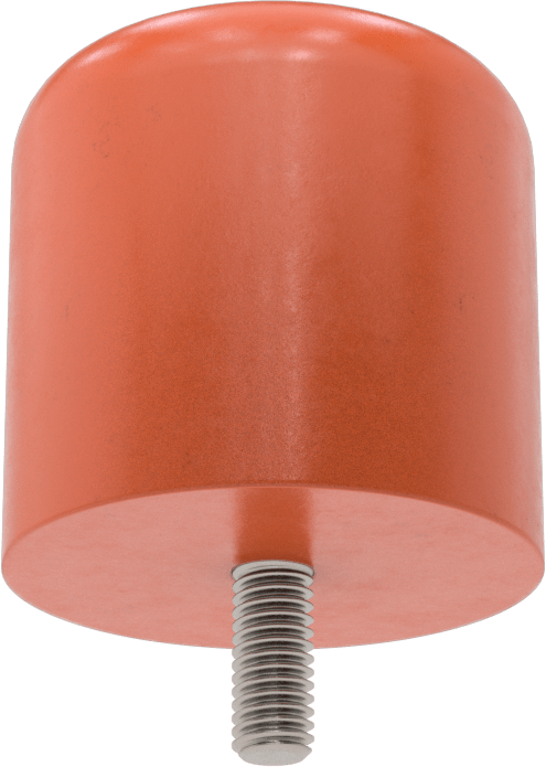 Dişli Saplama Tamponu, Poliüretan, 3/8"-16 Diş, 2.5" OD, 2,5 inç Yükseklik, Durometre 75A