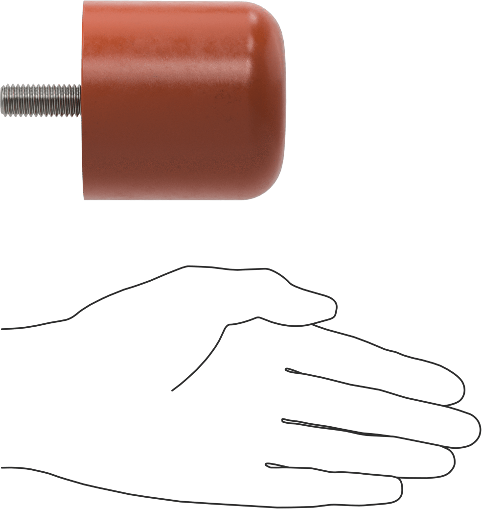 Dişli Saplama Tamponu, Poliüretan, 1/2"-13 Diş, 3" OD, 3" Yükseklik, Durometre 75A