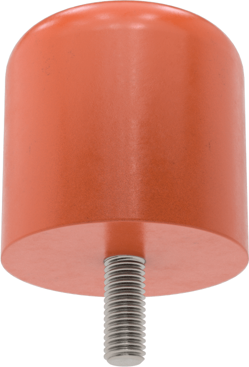 Dişli Saplama Tamponu, Poliüretan, 1/2"-13 Diş, 3" OD, 3" Yükseklik, Durometre 75A