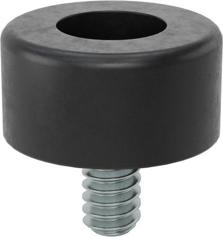 Dişli Saplama Tamponu, SBR, 6-32 Diş Boyutu, 1/4" Diş Uzunluğu, 1/2" OD, Durometre 70A