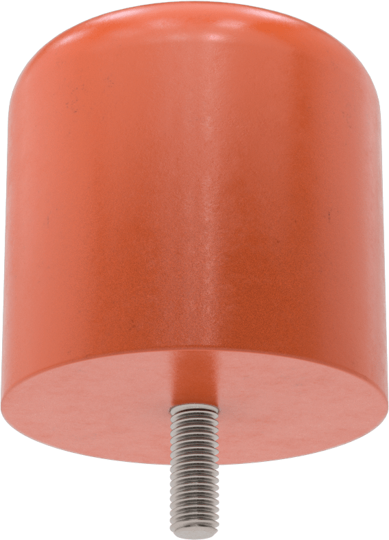 Dişli Saplama Tamponu, Poliüretan, 1/2"-13 Diş, 4" OD, 4" Yükseklik, Durometre 75A