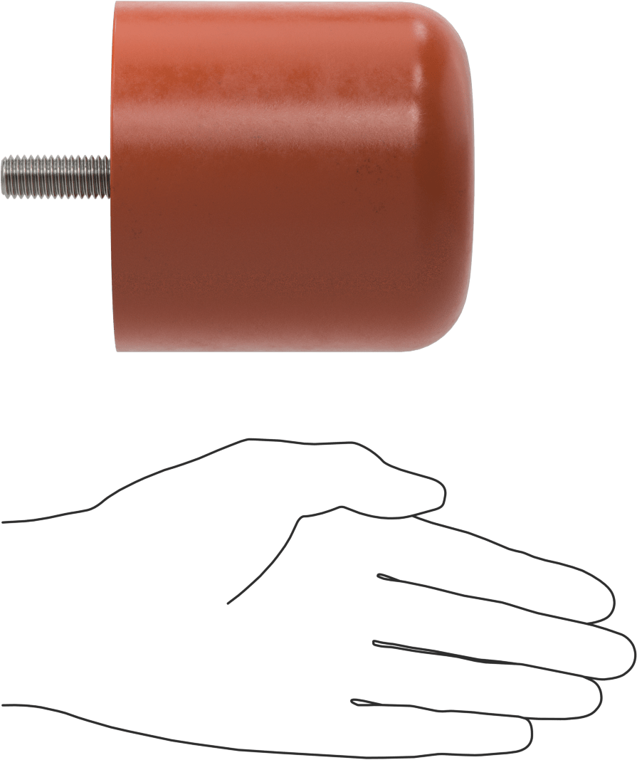 Dişli Saplama Tamponu, Poliüretan, 1/2"-13 Diş, 4" OD, 4" Yükseklik, Durometre 75A