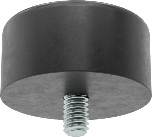 Dişli Saplama Tamponu, SBR, 1/4"-20 Diş Boyutu, 3/8" Diş Uzunluğu, 1-1/2" OD, Durometre 70A