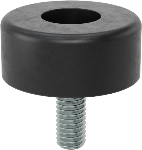 Dişli Saplama Tamponu, SBR, 10-32 Diş Boyutu, 1/2" Diş Uzunluğu, 7/8" OD, Durometre 70A