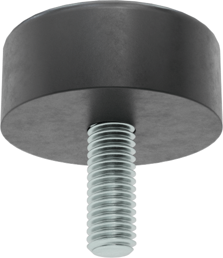 Dişli Saplama Tamponu, SBR, 10-32 Diş Boyutu, 1/2" Diş Uzunluğu, 7/8" OD, Durometre 70A