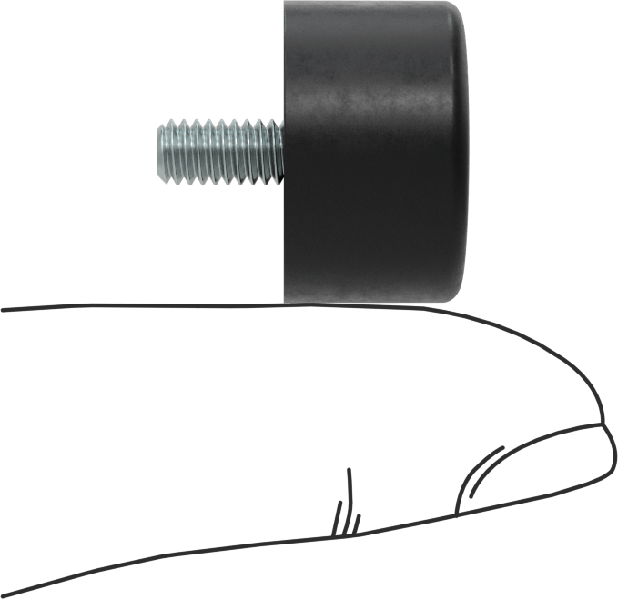 Dişli Saplama Tamponu, SBR, 8-32 Diş Boyutu, 5/16" Diş Uzunluğu, 3/4" OD, Durometre 70A