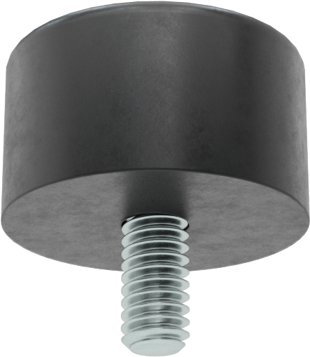 Dişli Saplama Tamponu, SBR, 8-32 Diş Boyutu, 5/16" Diş Uzunluğu, 3/4" OD, Durometre 70A