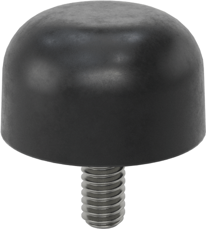 Dişli Saplama Tamponu, SBR, 8-32 Diş Boyutu, 3/8" Diş Uzunluğu, 3/4" OD, Durometre 70A