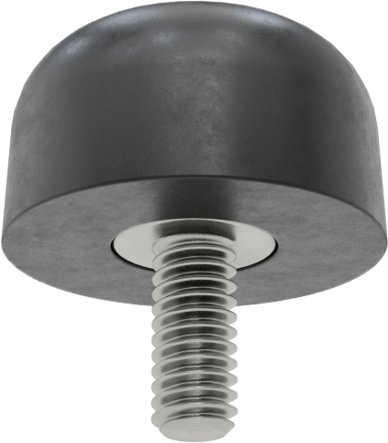 Dişli Saplama Tamponu, SBR, 8-32 Diş Boyutu, 3/8" Diş Uzunluğu, 3/4" OD, Durometre 70A