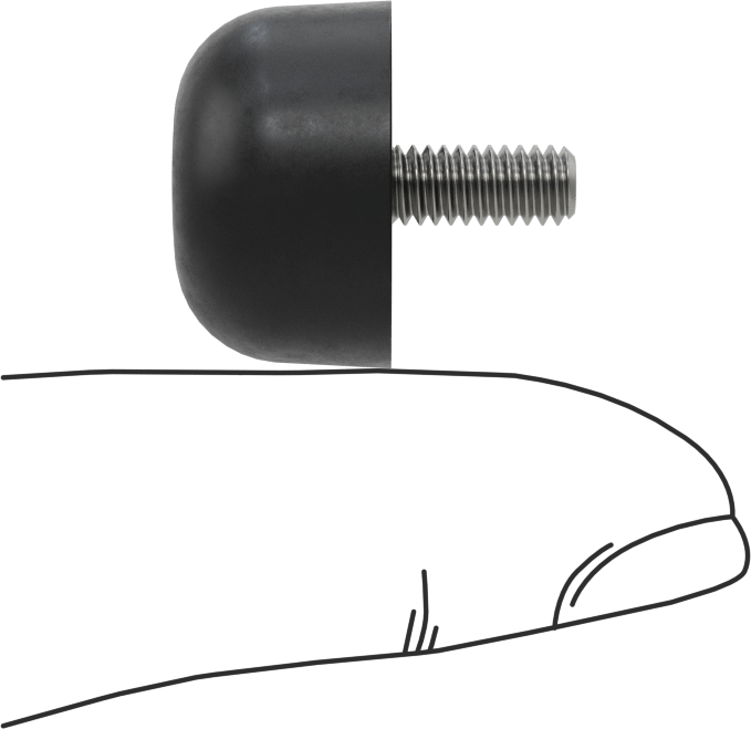 Dişli Saplama Tamponu, SBR, 8-32 Diş Boyutu, 3/8" Diş Uzunluğu, 3/4" OD, Durometre 70A
