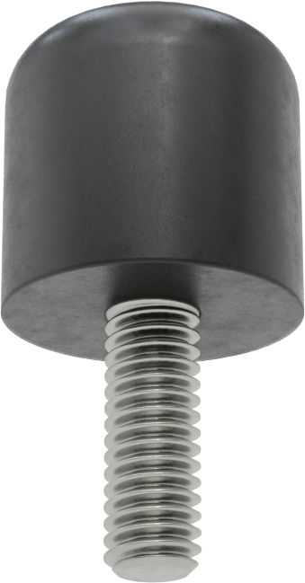 Dişli Saplama Tamponu, Poliüretan, 5/16"-18 Diş, 1" OD, 1" Yükseklik, Durometre 80A