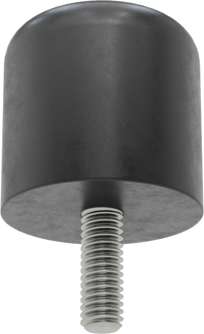 Dişli Saplama Tamponu, Poliüretan, 5/16"-18 Diş, 1.5" OD, 1,5 inç Yükseklik, Durometre 80A