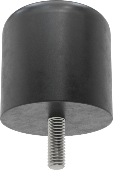 Dişli Saplama Tamponu, Poliüretan, 5/16"-18 Diş, 2" OD, 2" Yükseklik, Durometre 80A