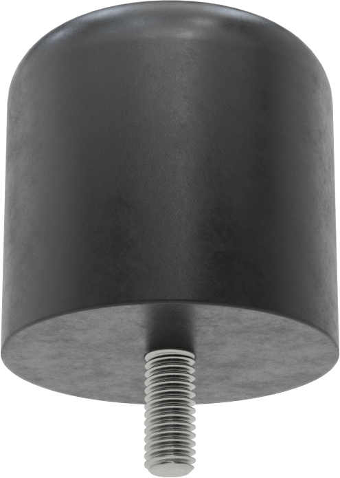 Dişli Saplama Tamponu, Poliüretan, 3/8"-16 Diş, 2.5" OD, 2,5 inç Yükseklik, Durometre 80A