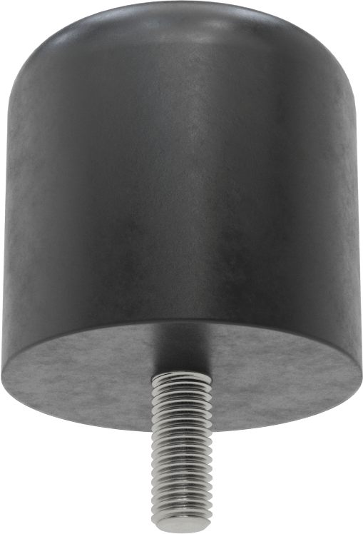Dişli Saplama Tamponu, Poliüretan, 1/2"-13 Diş, 3" OD, 3" Yükseklik, Durometre 80A