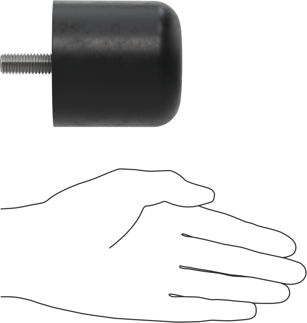 Dişli Saplama Tamponu, Poliüretan, 1/2"-13 Diş, 3" OD, 3" Yükseklik, Durometre 80A