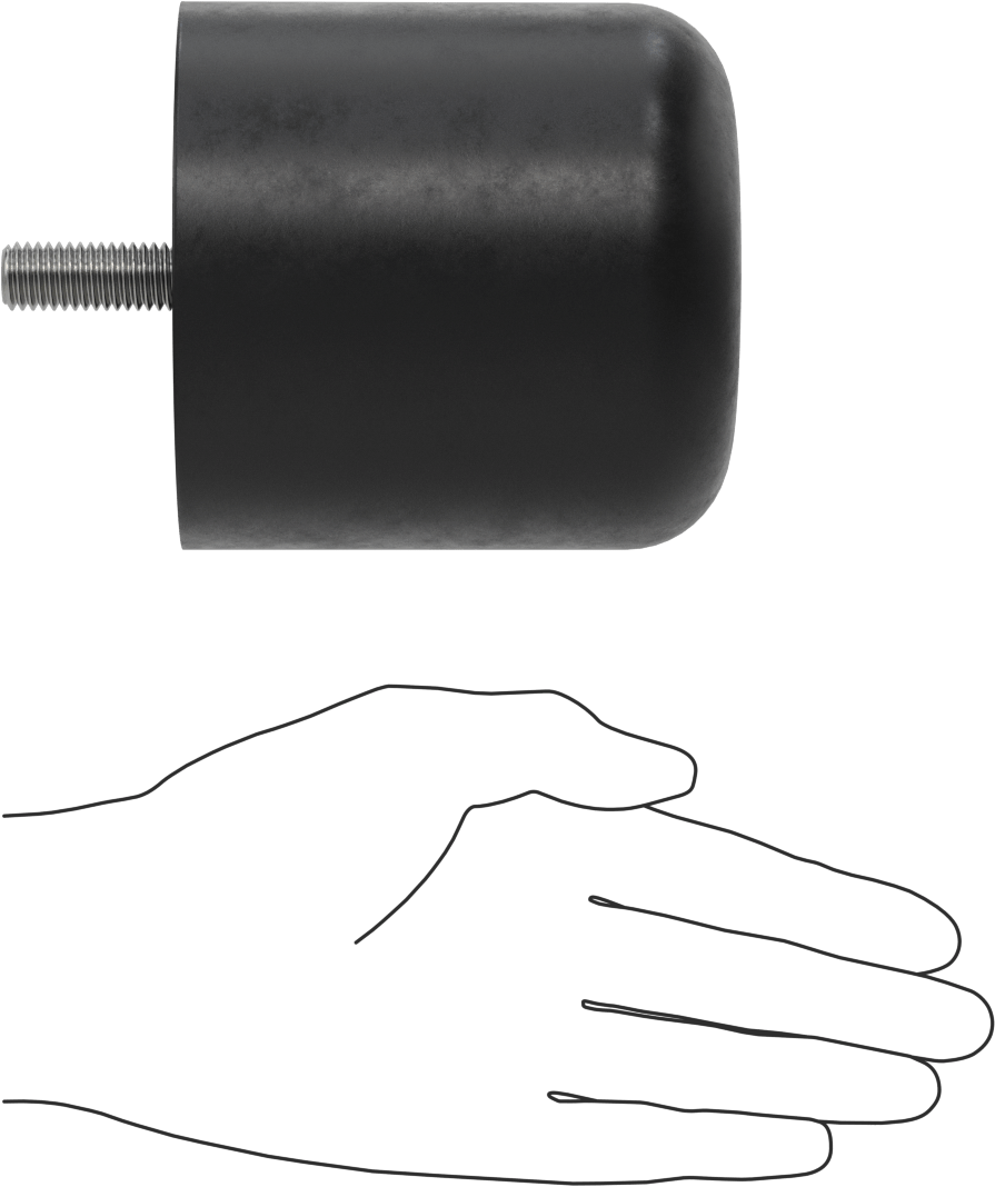 Dişli Saplama Tamponu, Poliüretan, 1/2"-13 Diş, 4" OD, 4" Yükseklik, Durometre 80A