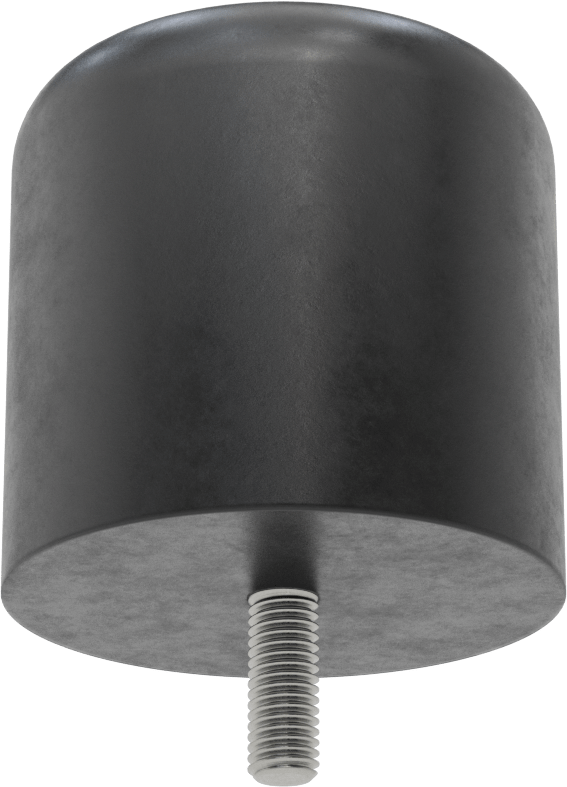 Dişli Saplama Tamponu, Poliüretan, 1/2"-13 Diş, 4" OD, 4" Yükseklik, Durometre 80A