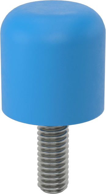 Dişli Saplama Tamponu, Poliüretan, 5/16"-18 Diş, 1" OD, 1" Yükseklik, Durometer 60A
