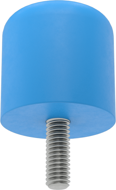 Dişli Saplama Tamponu, Poliüretan, 5/16"-18 Diş, 1.5" OD, 1,5 inç Yükseklik, Durometer 60A