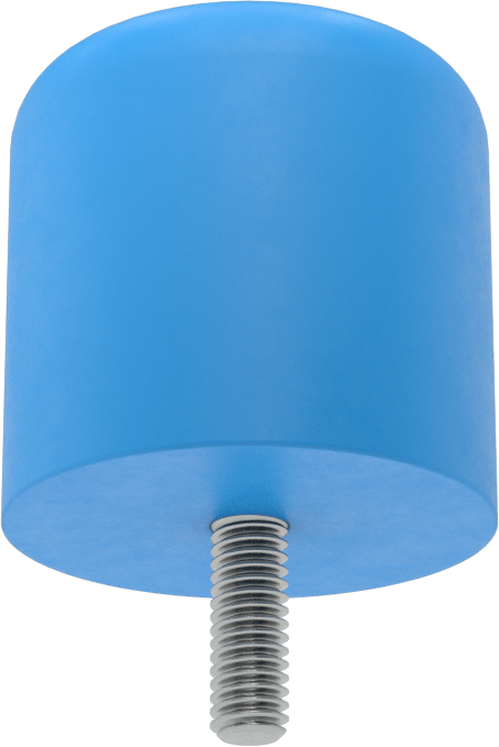 Dişli Saplama Tamponu, Poliüretan, 5/16"-18 Diş, 2" OD, 2" Yükseklik, Durometer 60A