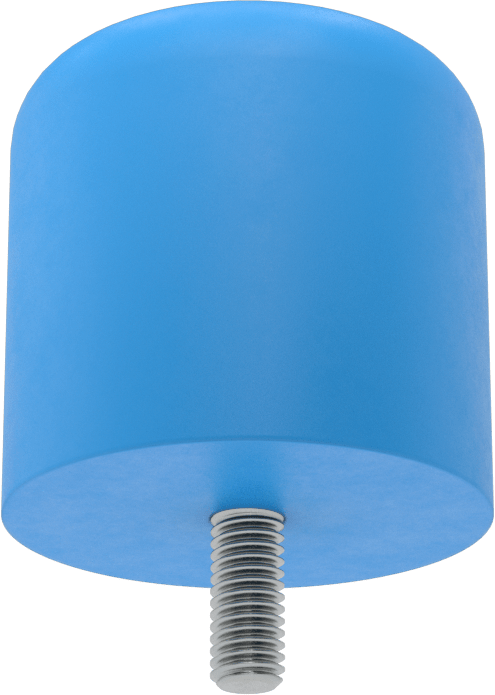 Dişli Saplama Tamponu, Poliüretan, 3/8"-16 Diş, 2.5" OD, 2,5 inç Yükseklik, Durometer 60A
