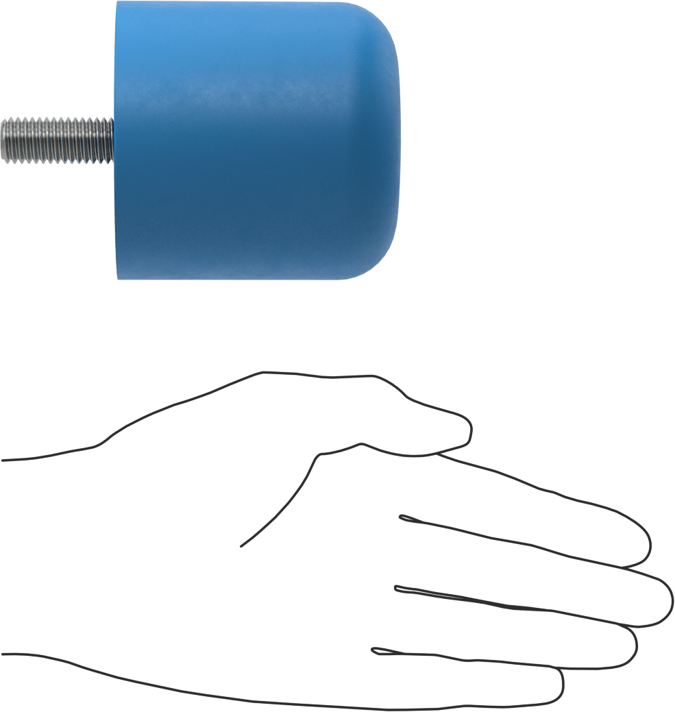 Dişli Saplama Tamponu, Poliüretan, 1/2"-13 Diş, 3" OD, 3" Yükseklik, Durometer 60A