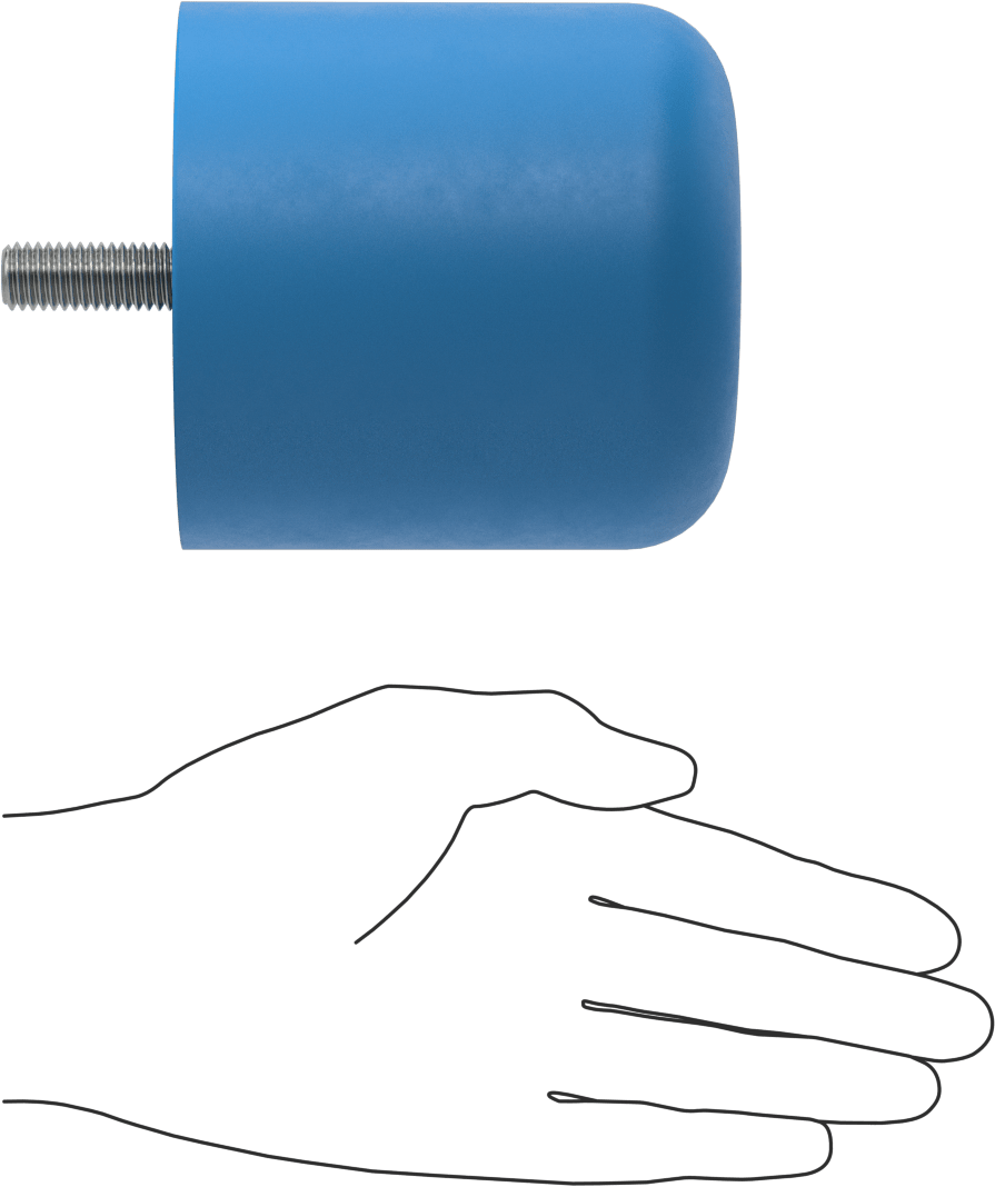 Dişli Saplama Tamponu, Poliüretan, 1/2"-13 Diş, 4" OD, 4" Yükseklik, Durometer 60A