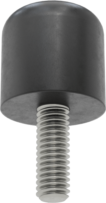 Dişli Saplama Tamponu, Poliüretan, 5/16"-18 Diş, 1" OD, 1" Yükseklik, Durometre 40A