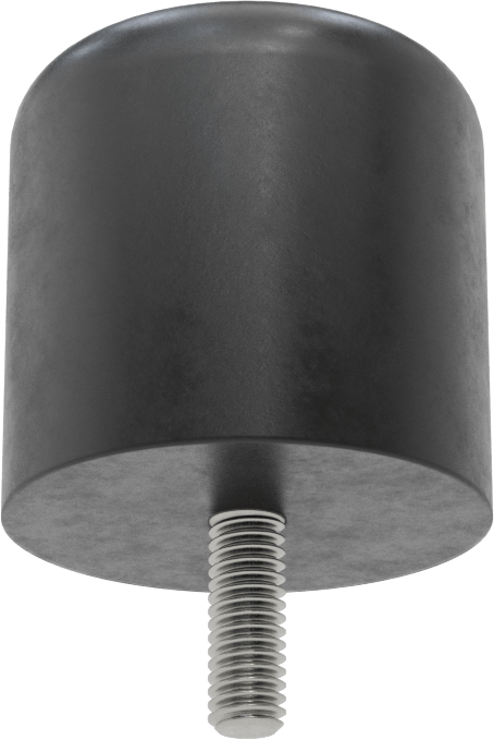 Dişli Saplama Tamponu, Poliüretan, 5/16"-18 Diş, 2" OD, 2" Yükseklik, Durometre 40A
