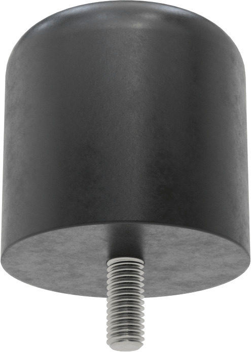 Dişli Saplama Tamponu, Poliüretan, 3/8"-16 Diş, 2.5" OD, 2,5 inç Yükseklik, Durometre 40A