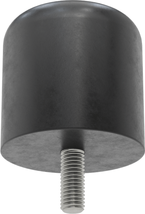 Dişli Saplama Tamponu, Poliüretan, 1/2"-13 Diş, 3" OD, 3" Yükseklik, Durometre 40A