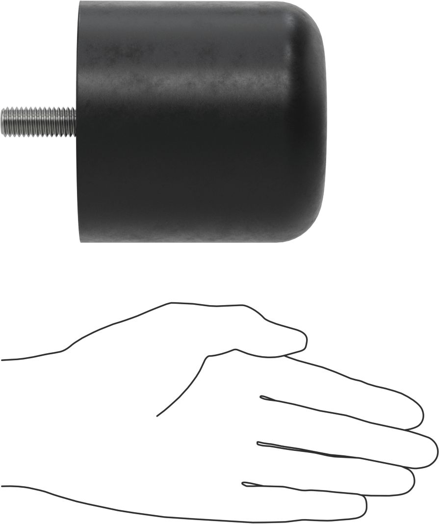Dişli Saplama Tamponu, Poliüretan, 1/2"-13 Diş, 4" OD, 4" Yükseklik, Durometre 40A