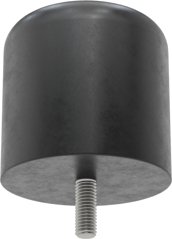 Dişli Saplama Tamponu, Poliüretan, 1/2"-13 Diş, 4" OD, 4" Yükseklik, Durometre 40A